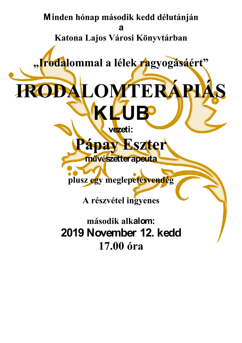 11.12. Irodalomterápiás klub