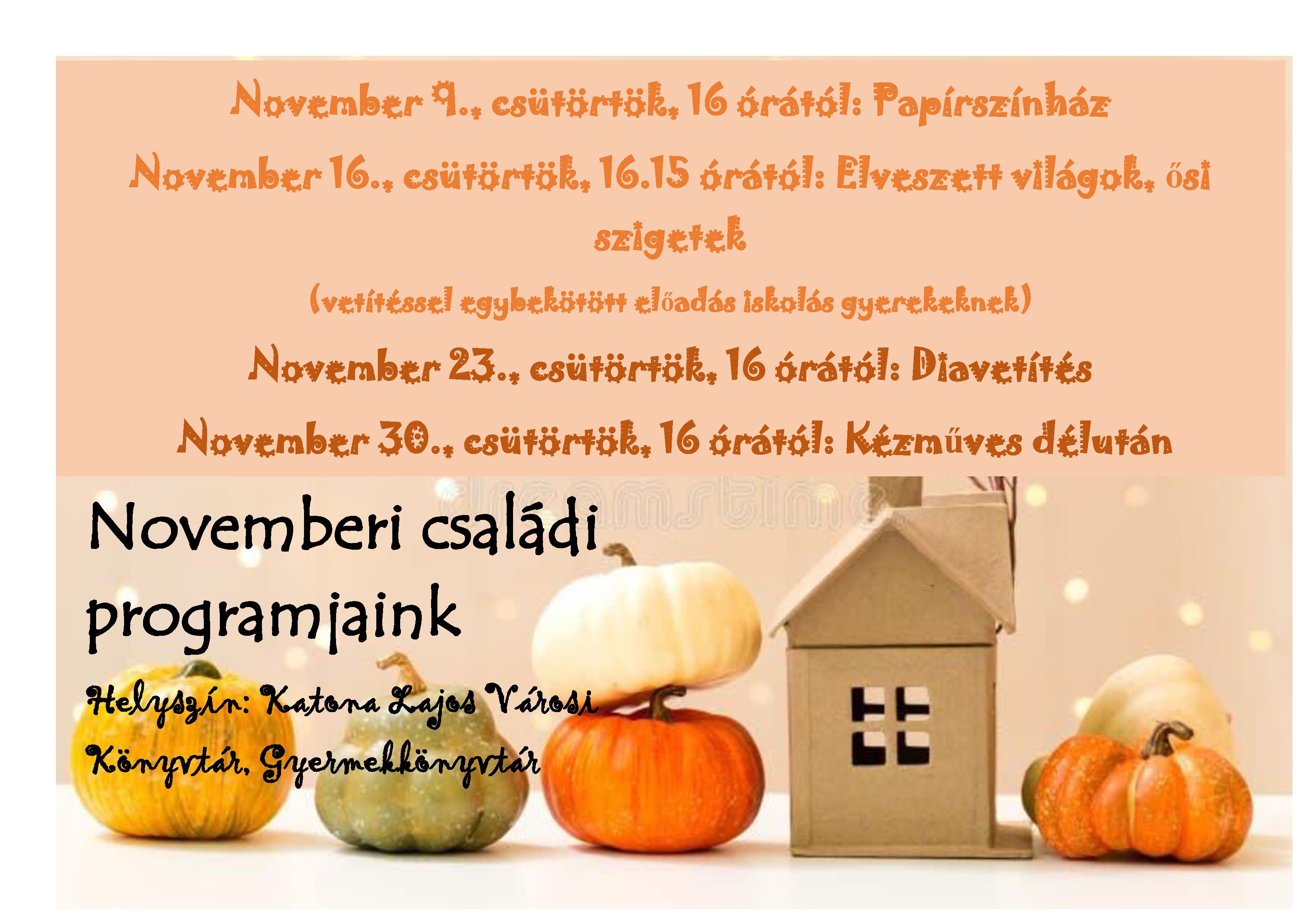 Novemberi családi programjaink